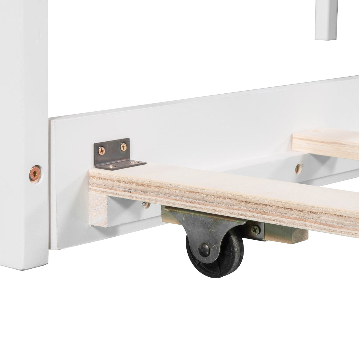L-shaped Platform Bed with Trundle and Drawers Linked with built-in Desk Twin