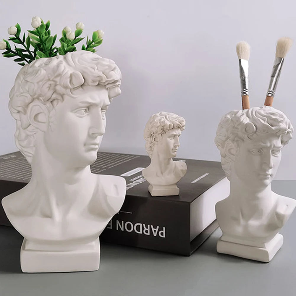 David Statue Resin Vase – Elegant Vase & Makeup Brush Holder for Chic Décor