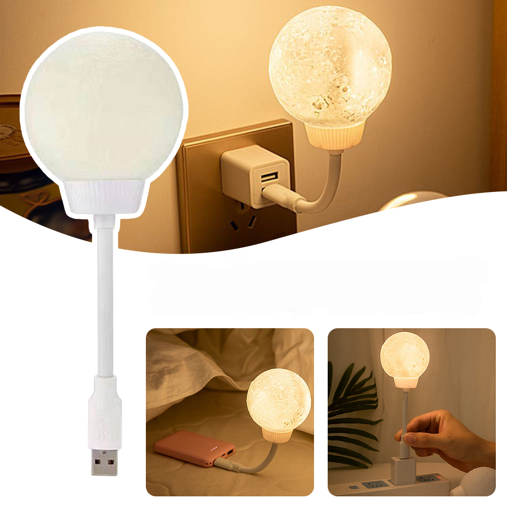 USB Moon Shaped Night Light – Plug-in, Energy-Saving, Voice-Controlled with 3 Lighting Modes Lamp