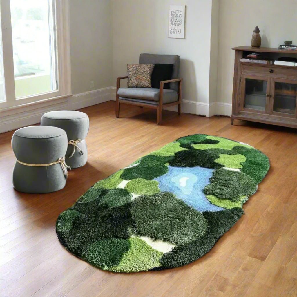 Leaf-Shaped Moss Rug – 3D Rug, Ultra-Plush, Non-Slip Botanical Bathroom Mat