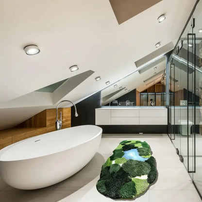 Leaf-Shaped Moss Rug – 3D Rug, Ultra-Plush, Non-Slip Botanical Bathroom Mat