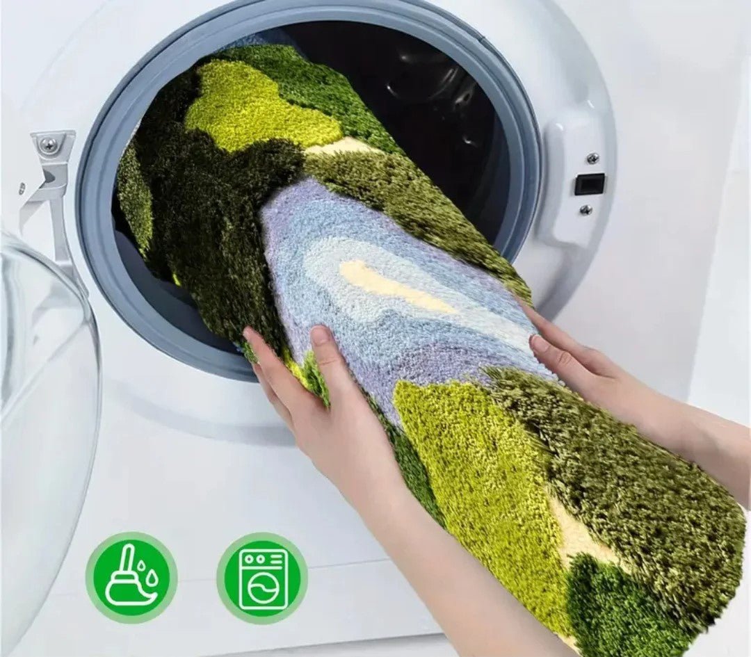 Leaf-Shaped Moss Rug – 3D Rug, Ultra-Plush, Non-Slip Botanical Bathroom Mat