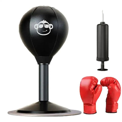 Leather Desktop Boxing Speed Ball – Wall-Mounted Stress Reliever & Fitness Trainer for Adults and Kids, Strong Suction for Ultimate Punching Fun