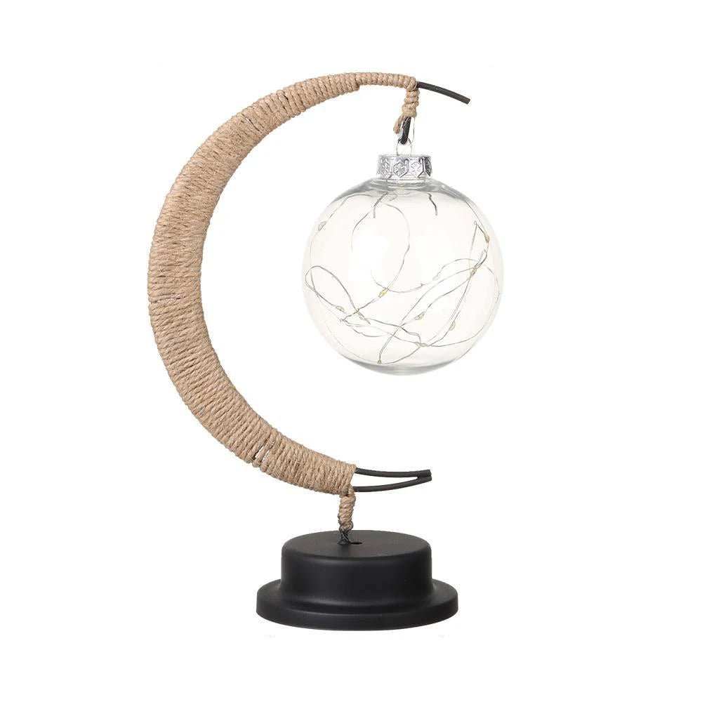 LED Crescent Moon Fairy Light Lamp – Cozy Rattan Night Light for a Dreamy Bedroom Glow in Warm White & RGB Hues