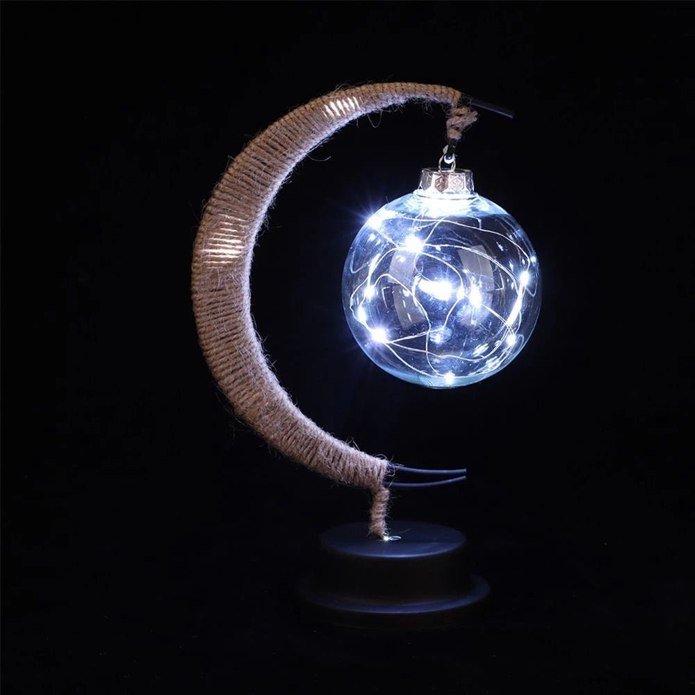LED Crescent Moon Fairy Light Lamp – Cozy Rattan Night Light for a Dreamy Bedroom Glow in Warm White & RGB Hues