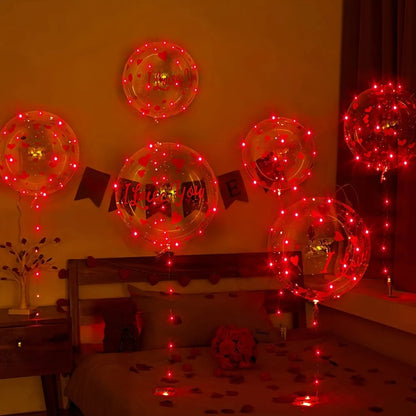 Valentine's Day LED Light Up BoBo Balloons - LED Bubble Balloon Decoration Set for Valentine's Day and Weddings