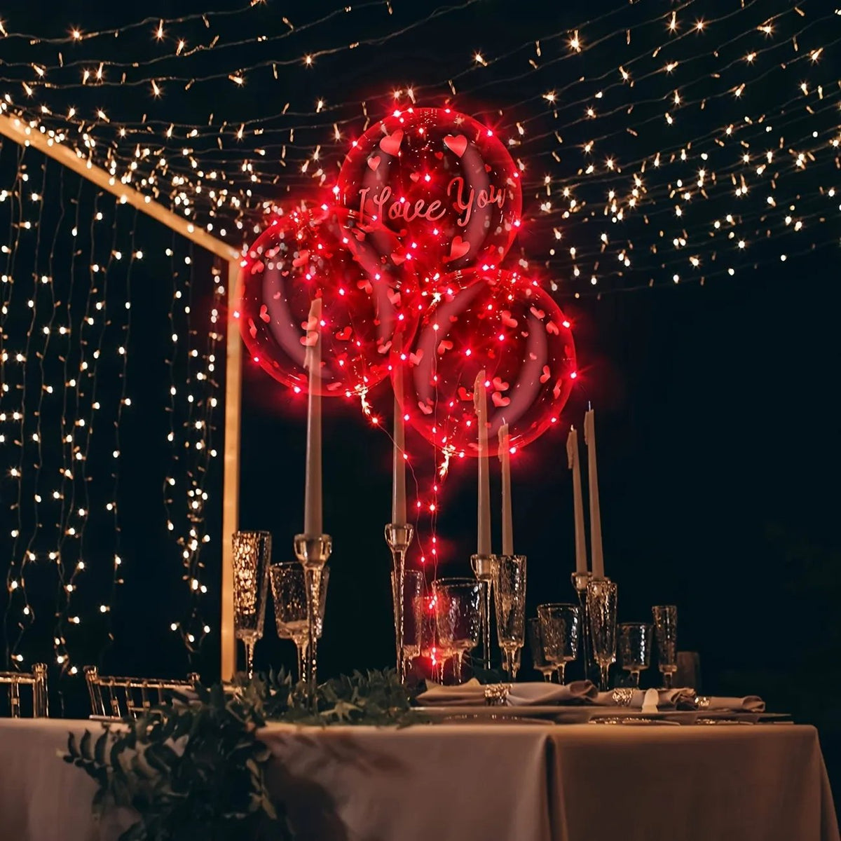 Valentine's Day LED Light Up BoBo Balloons - LED Bubble Balloon Decoration Set for Valentine's Day and Weddings