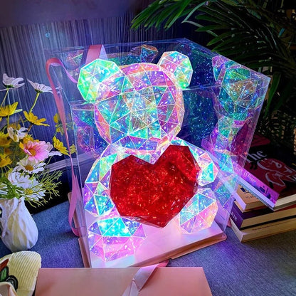 Valentine's Day LED Light Up Teddy Bear - Gorgeous Shining LED Teddy Bear Holding a Red Heart