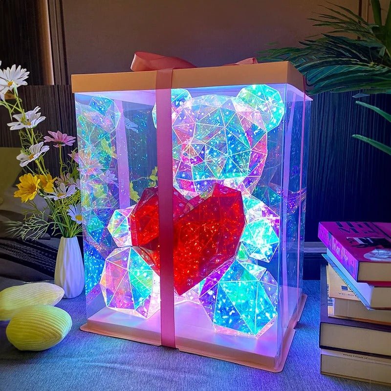 Valentine's Day LED Light Up Teddy Bear - Gorgeous Shining LED Teddy Bear Holding a Red Heart