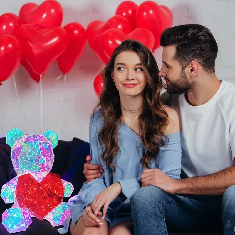 Valentine's Day LED Light Up Teddy Bear - Gorgeous Shining LED Teddy Bear Holding a Red Heart