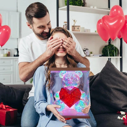 Valentine's Day LED Light Up Teddy Bear - Gorgeous Shining LED Teddy Bear Holding a Red Heart