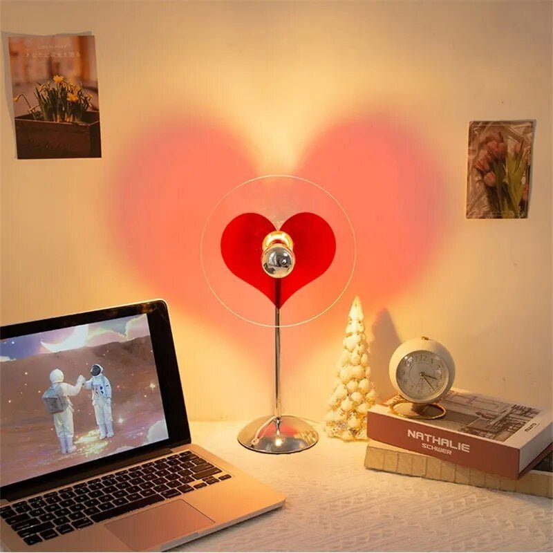 LED Love Heart Shape Projector Light  - Romantic LED Rainbow Atmosphere Light Night Light for Bedroom, Living Room and Party Bar Store