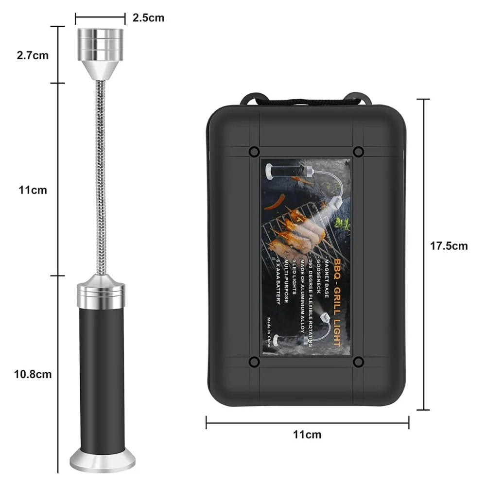 LED Magnetic BBQ Lights - Adjustable Flexible 360 Degrees Heat Resistant Gooseneck Light