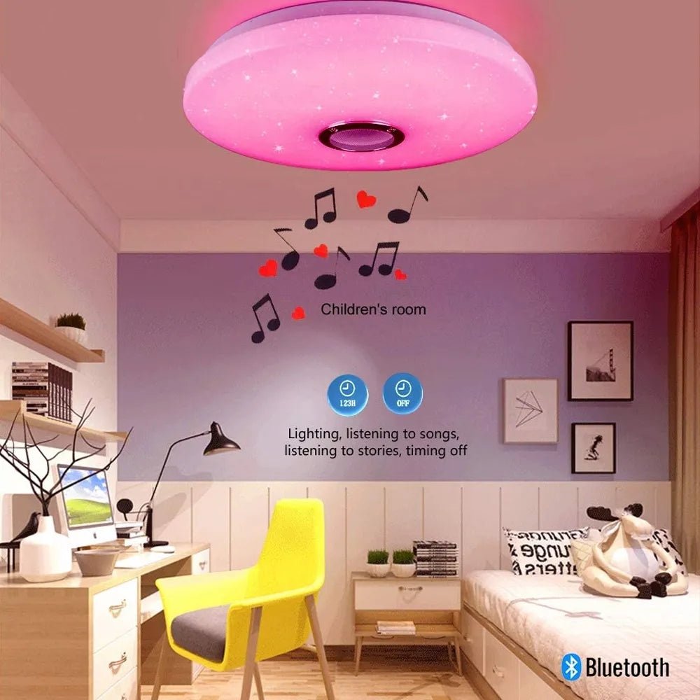 LED Music Ceiling Light - Dimmable Music Light, RGB Color Changing Light with App and Remote Control