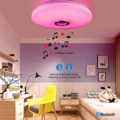 LED Music Ceiling Light - Dimmable Music Light, RGB Color Changing Light with App and Remote Control