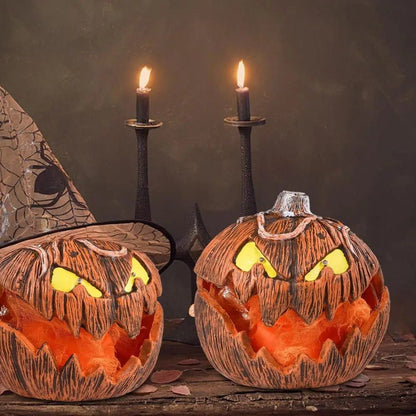 LED Pumpkin Lantern - Jack-O-Lantern Decor Mouth Open Talking Halloween Pumpkin Lights For Indoor