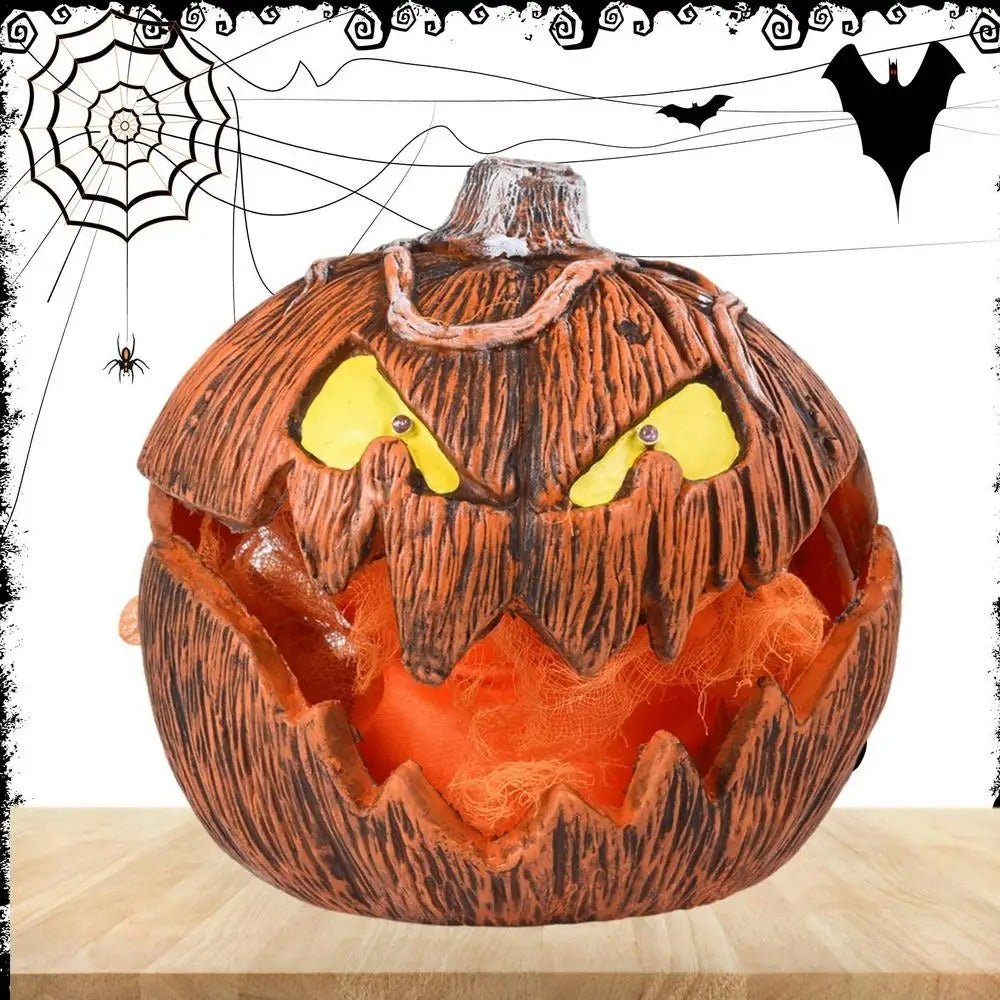 LED Pumpkin Lantern - Jack-O-Lantern Decor Mouth Open Talking Halloween Pumpkin Lights For Indoor