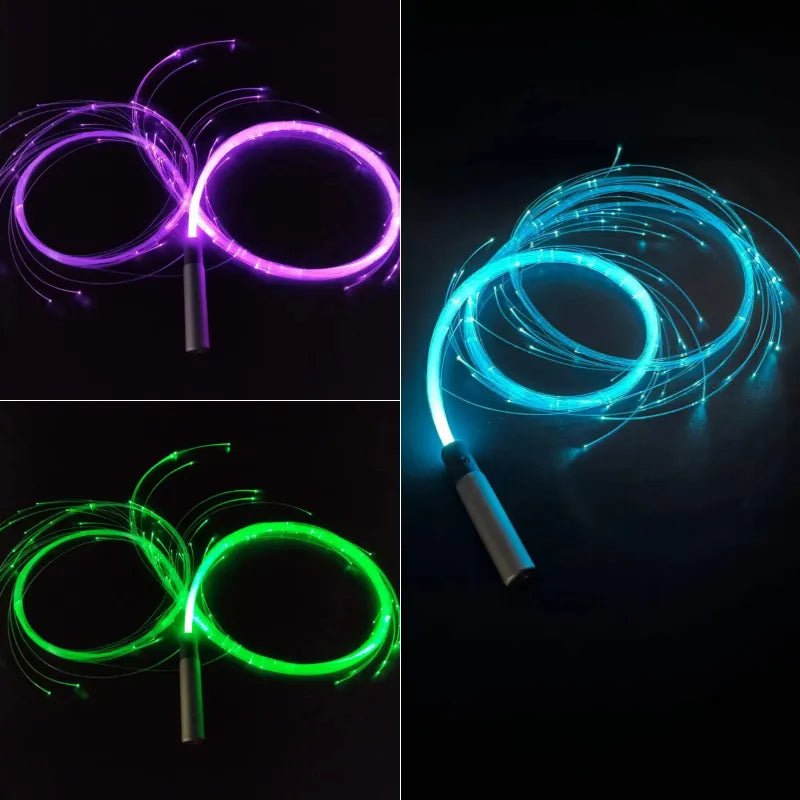 LED Rechargeable Light Whip - Fiber Optic Glowing Light Whips for Dancing