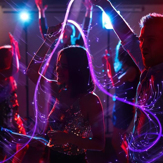LED Rechargeable Light Whip - Fiber Optic Glowing Light Whips for Dancing