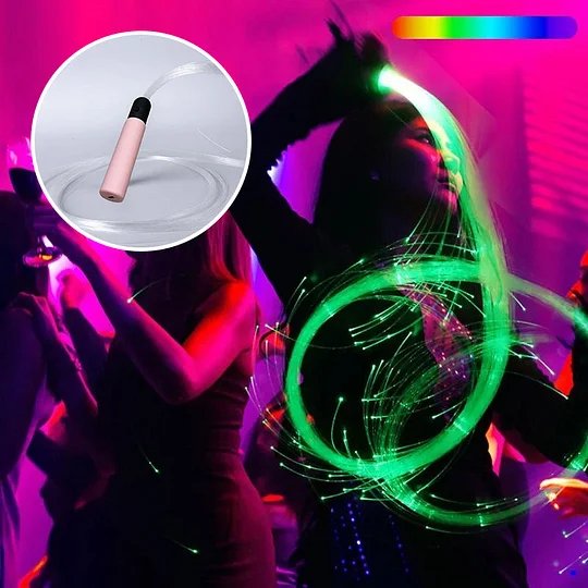 LED Rechargeable Light Whip - Fiber Optic Glowing Light Whips for Dancing