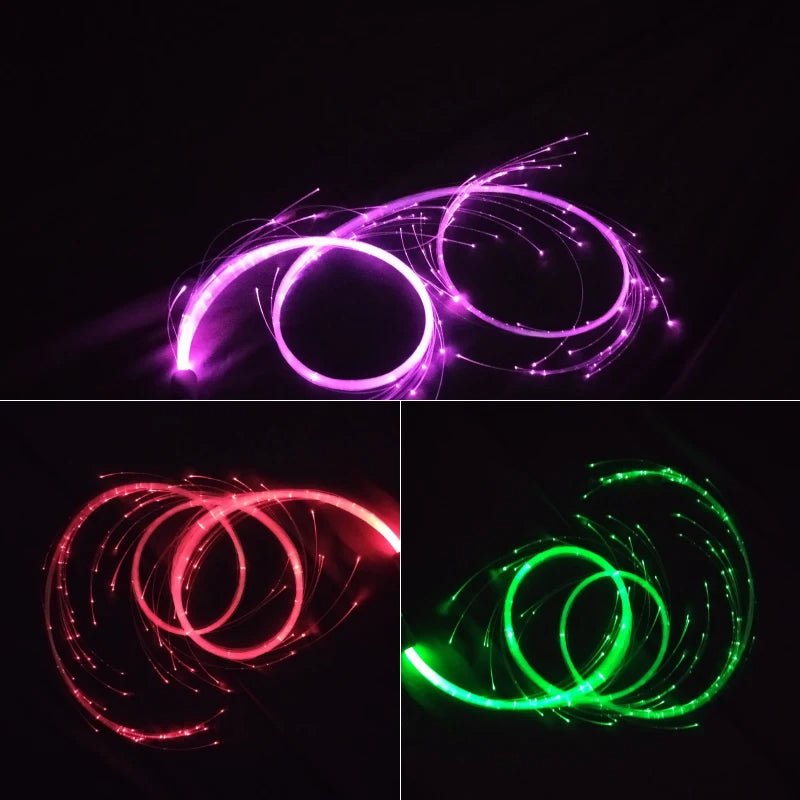 LED Rechargeable Light Whip - Fiber Optic Glowing Light Whips for Dancing