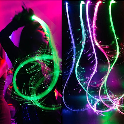 LED Rechargeable Light Whip - Fiber Optic Glowing Light Whips for Dancing