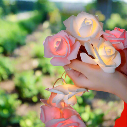 LED Rose Flower String Lights – Beautiful Artificial Bouquet Garland for Valentine’s Day, Weddings & Parties, USB or Battery Powered