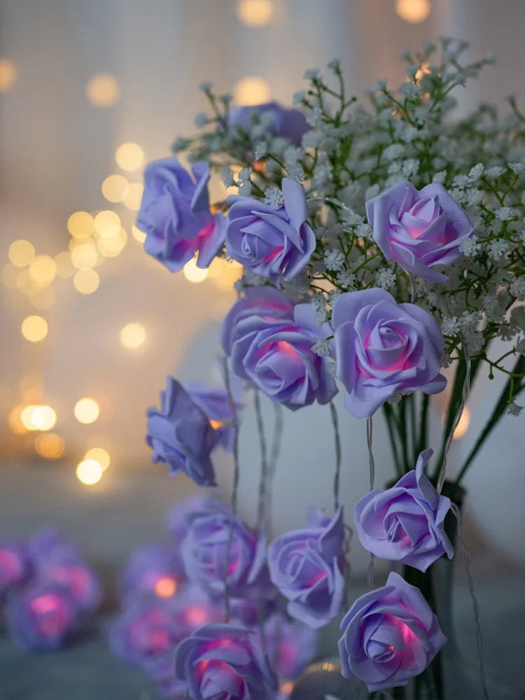 LED Rose Flower String Lights – Beautiful Artificial Bouquet Garland for Valentine’s Day, Weddings & Parties, USB or Battery Powered