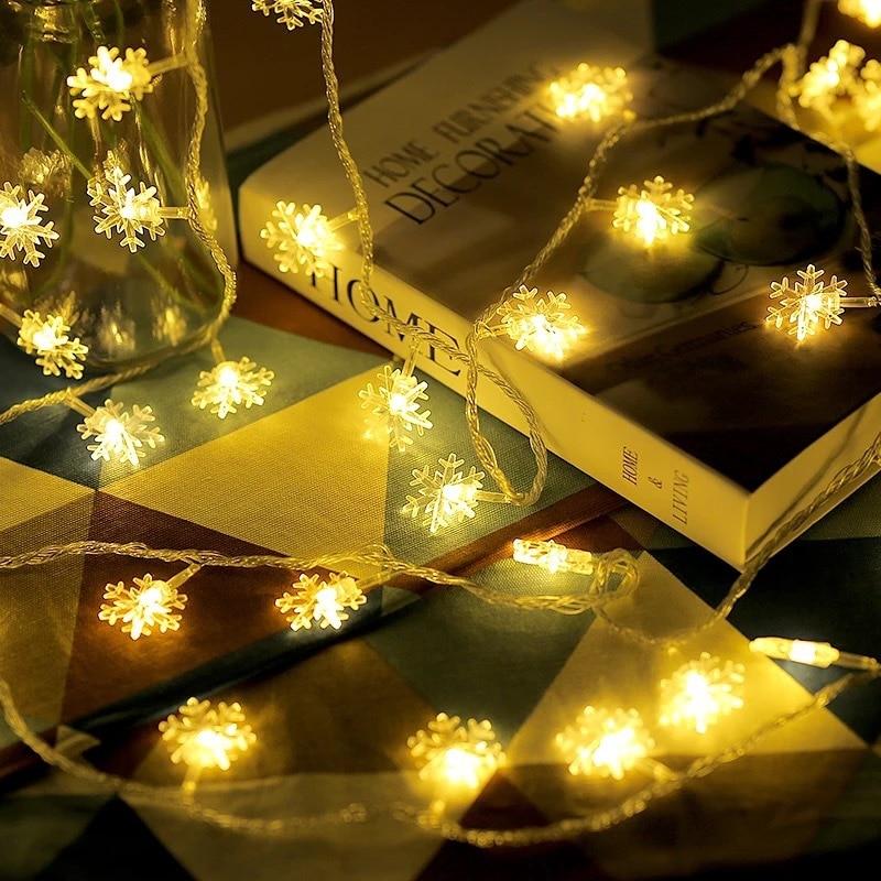 LED Snowflake Lights - String Garland  Christmas Lights