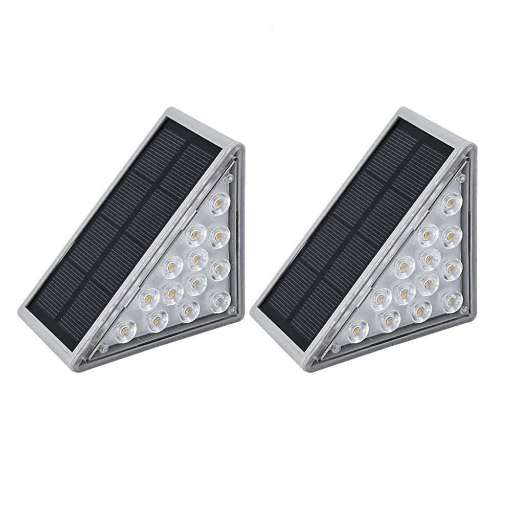 LED Solar Step Lights for Outdoor Stair - Triangle Solar Deck Light for Garden, Patio, Yard, Porch and  Front Door