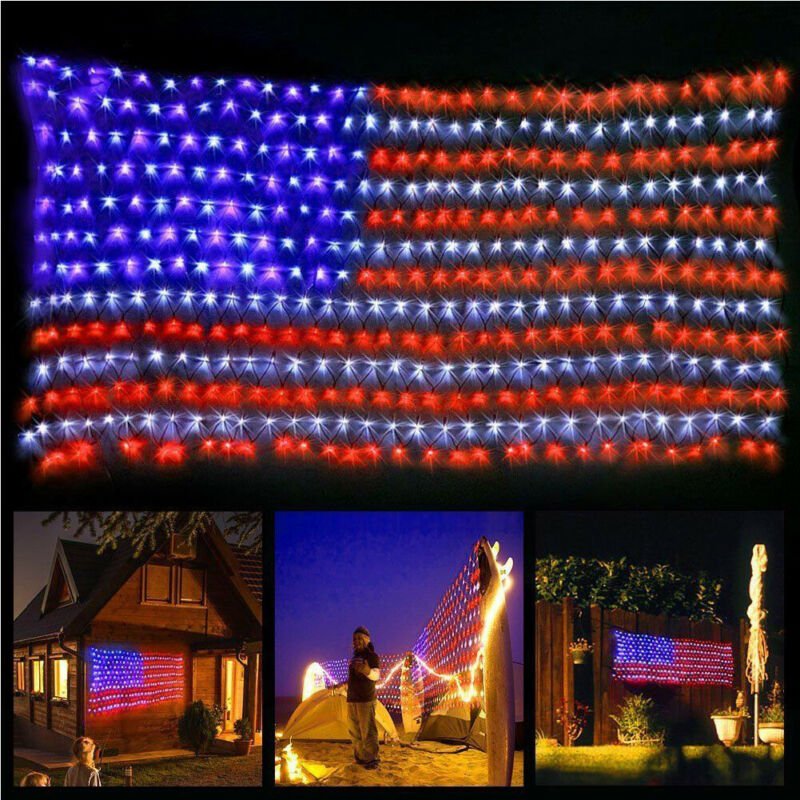 LED String Lights American Flag – Patriotic Home Décor for Yard, Garden, Festivals, Holidays, and Outdoor Celebrations with Vibrant Illumination