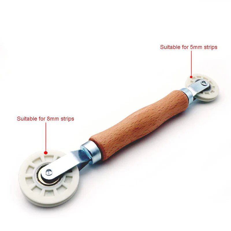 Led Strip Channel Roller Tool - U-Groove Wheels with Wooden Handle Quick Installation Tool for  LED Strip