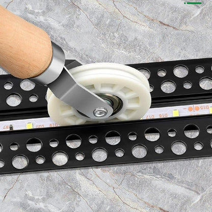 Led Strip Channel Roller Tool - U-Groove Wheels with Wooden Handle Quick Installation Tool for  LED Strip