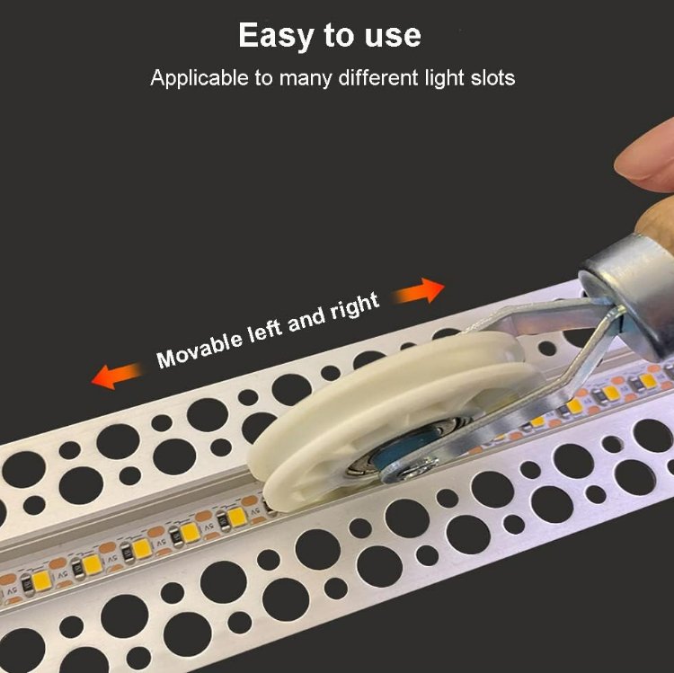 Led Strip Channel Roller Tool - U-Groove Wheels with Wooden Handle Quick Installation Tool for  LED Strip