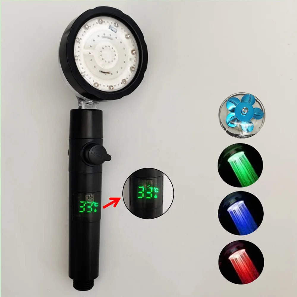 LED Temperature Digital Shower Head – High-Pressure Rainfall with Temperature Display & Color-Changing Fan for a Luxurious Spa-Like Experience