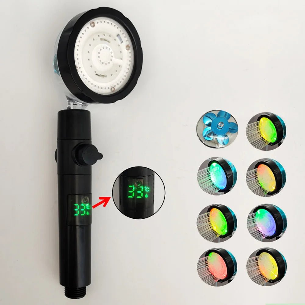 LED Temperature Digital Shower Head – High-Pressure Rainfall with Temperature Display & Color-Changing Fan for a Luxurious Spa-Like Experience