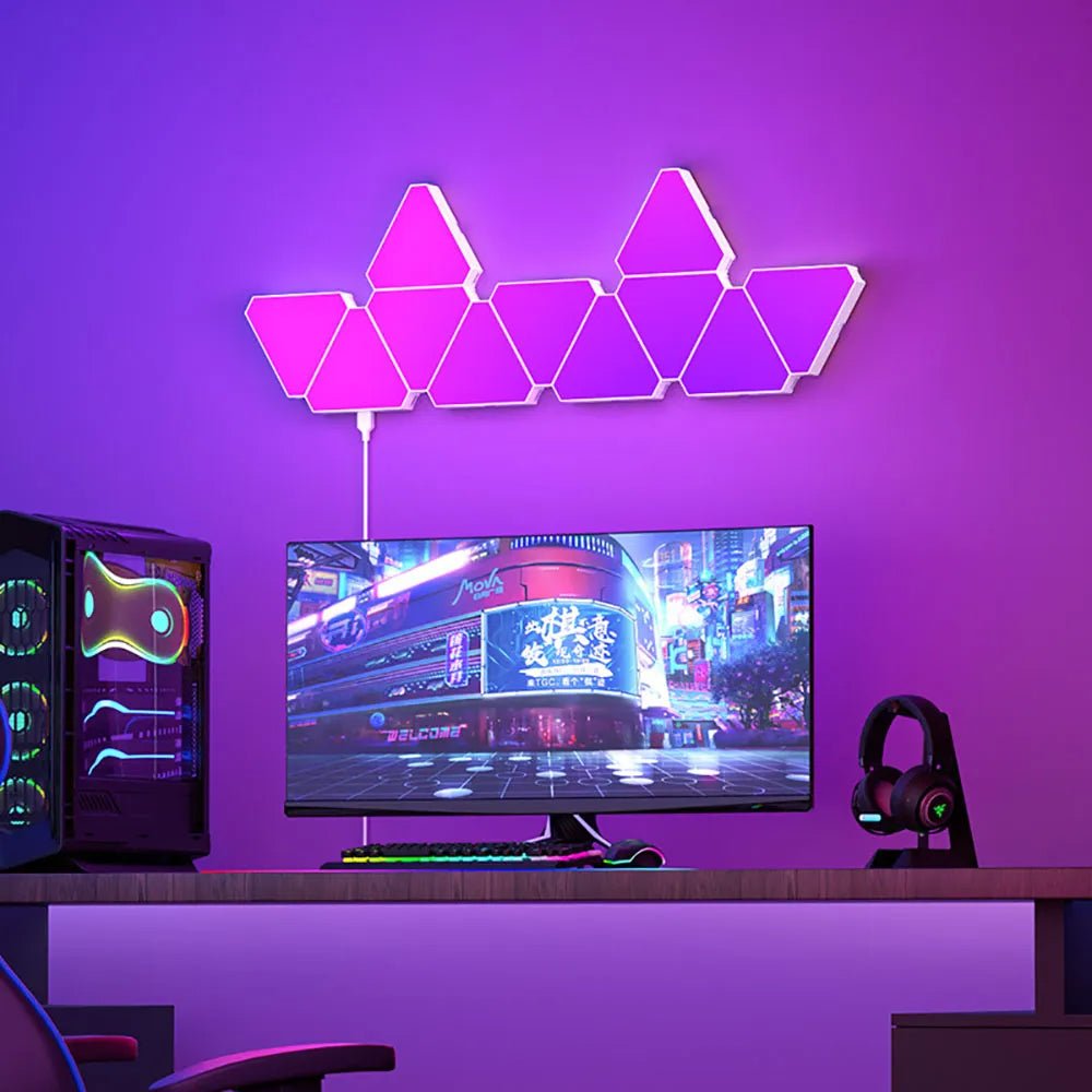 LED Triangular Quantum Lamp - Triangle Wall Light for Living Room, Game, Party Decor