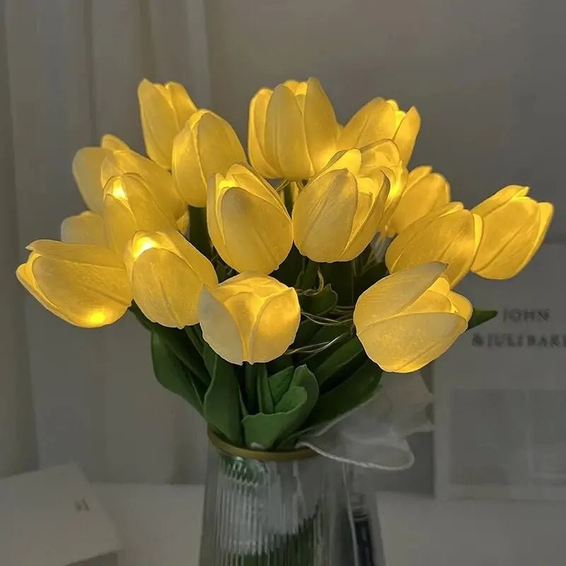 LED Tulip Flowers – Set of 10 Stunning Artificial Flower Bouquets with Soft Glow, Perfect for Home, Garden, Valentine's Day, Wedding & Birthday Gifts