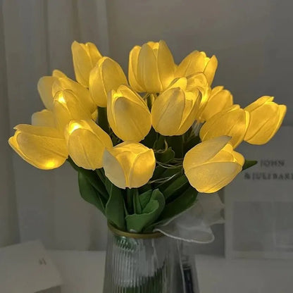 LED Tulip Flowers – Set of 10 Stunning Artificial Flower Bouquets with Soft Glow, Perfect for Home, Garden, Valentine's Day, Wedding & Birthday Gifts