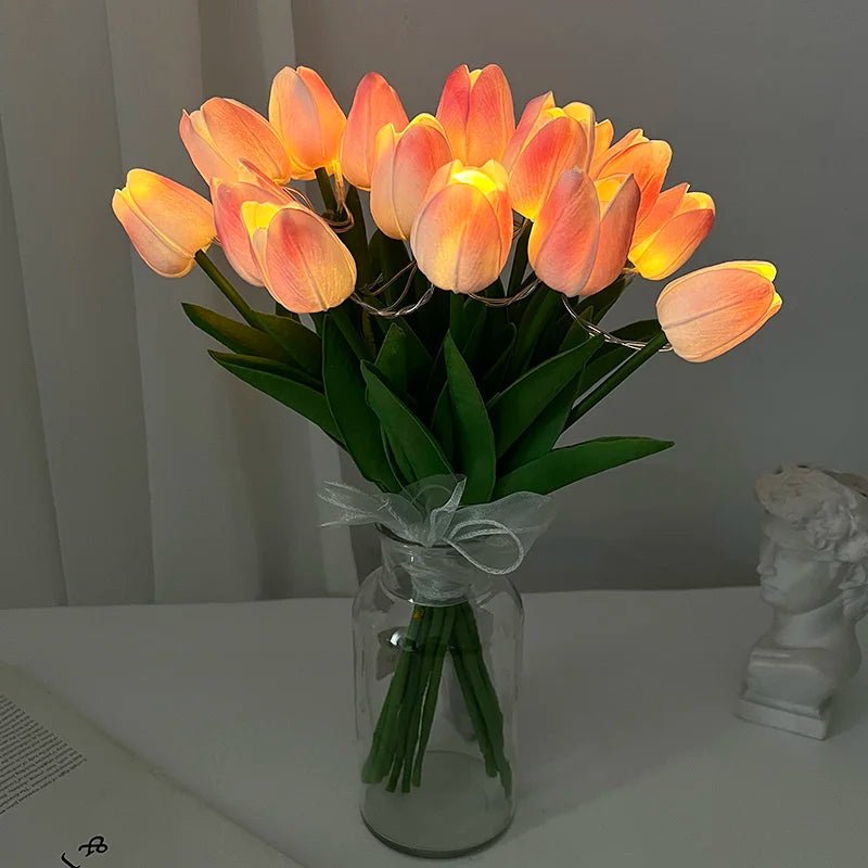 LED Tulip Flowers – Set of 10 Stunning Artificial Flower Bouquets with Soft Glow, Perfect for Home, Garden, Valentine's Day, Wedding & Birthday Gifts