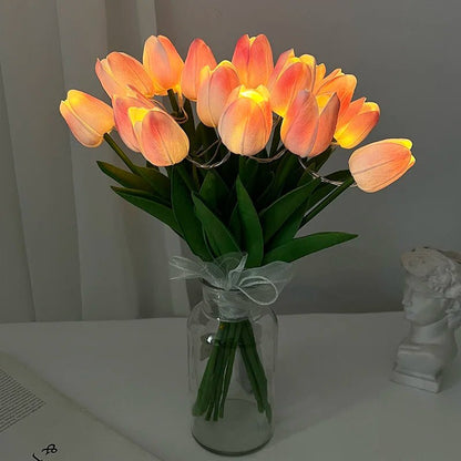 LED Tulip Flowers – Set of 10 Stunning Artificial Flower Bouquets with Soft Glow, Perfect for Home, Garden, Valentine's Day, Wedding & Birthday Gifts
