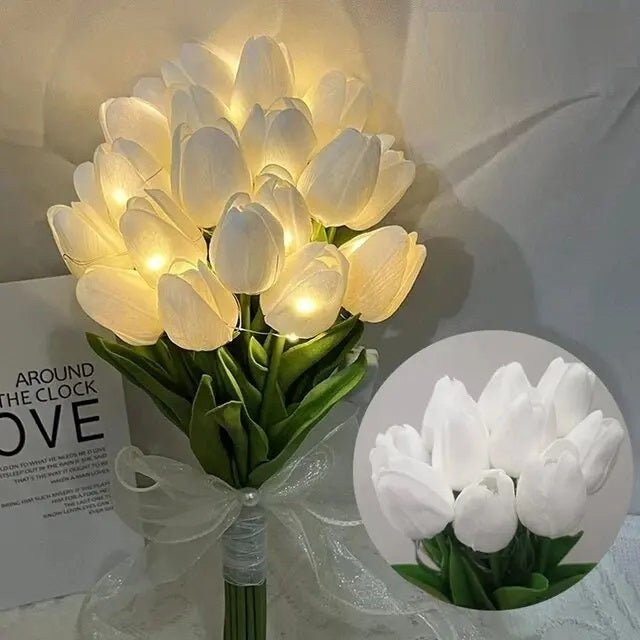 LED Tulip Flowers – Set of 10 Stunning Artificial Flower Bouquets with Soft Glow, Perfect for Home, Garden, Valentine's Day, Wedding & Birthday Gifts