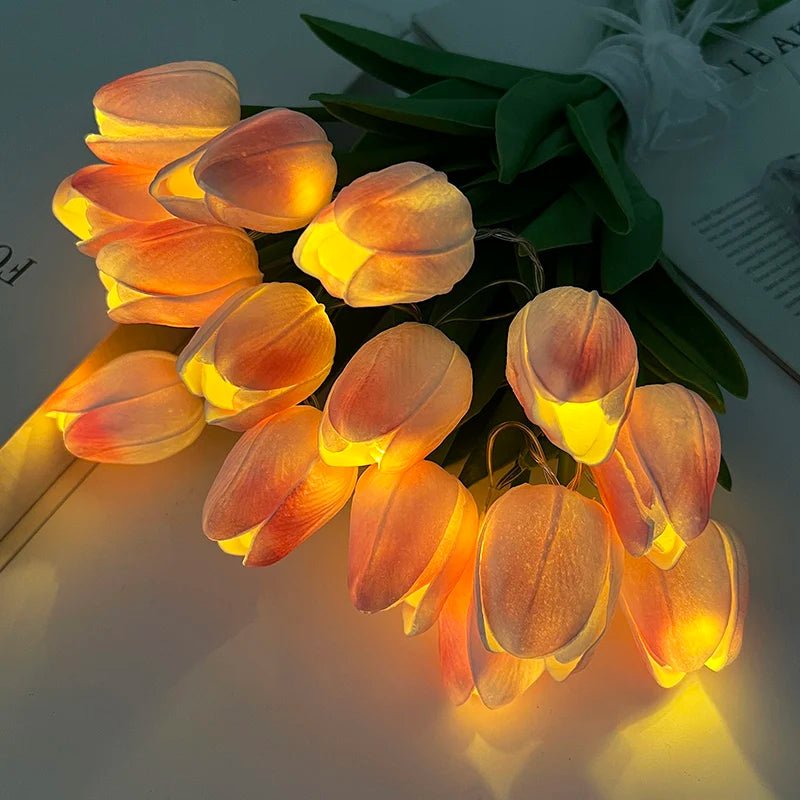 LED Tulip Flowers – Set of 10 Stunning Artificial Flower Bouquets with Soft Glow, Perfect for Home, Garden, Valentine's Day, Wedding & Birthday Gifts