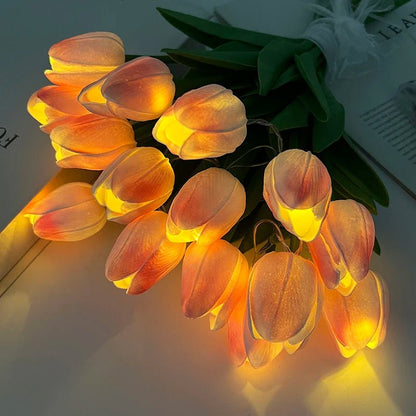 LED Tulip Flowers – Set of 10 Stunning Artificial Flower Bouquets with Soft Glow, Perfect for Home, Garden, Valentine's Day, Wedding & Birthday Gifts