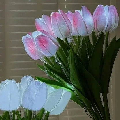 LED Tulip Flowers – Set of 10 Stunning Artificial Flower Bouquets with Soft Glow, Perfect for Home, Garden, Valentine's Day, Wedding & Birthday Gifts