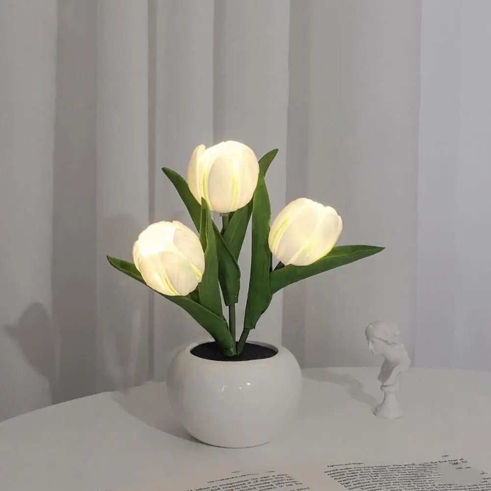 LED Tulip Night Light - Table Lamp, Desk Lamp LED Simulation Tulip Night Light with Vase