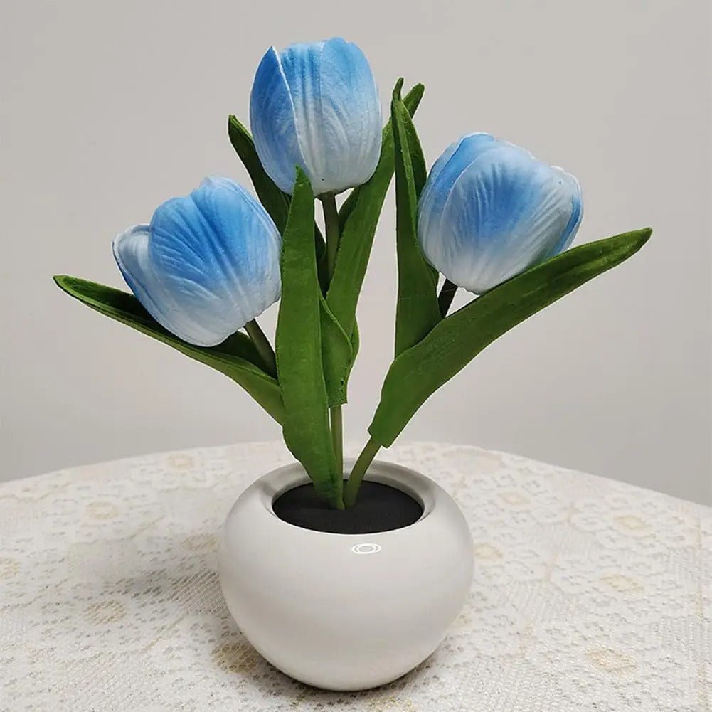 LED Tulip Night Light - Table Lamp, Desk Lamp LED Simulation Tulip Night Light with Vase