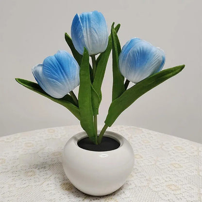 LED Tulip Night Light - Table Lamp, Desk Lamp LED Simulation Tulip Night Light with Vase