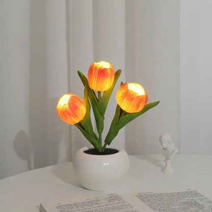 LED Tulip Night Light - Table Lamp, Desk Lamp LED Simulation Tulip Night Light with Vase