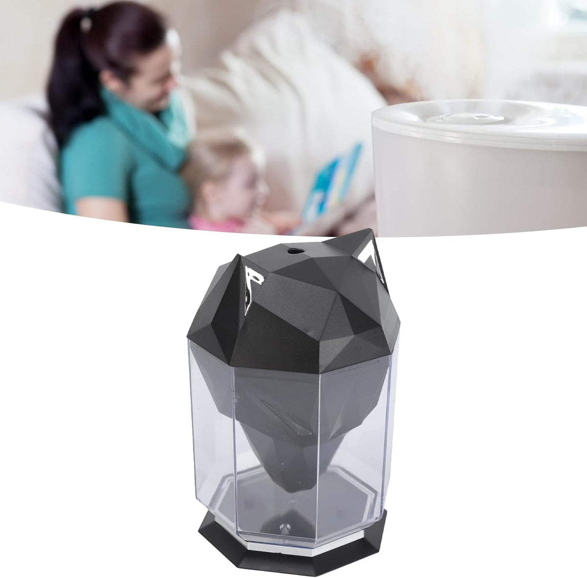 LED Wolf Head Desktop Air Humidifier – USB Rechargeable Cool Mist Diffuser with Large Capacity for Home and Bedroom Bliss